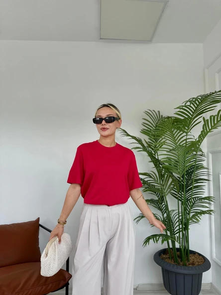 Kadın Basic Tshirt Kırmızı ürün görseli 1