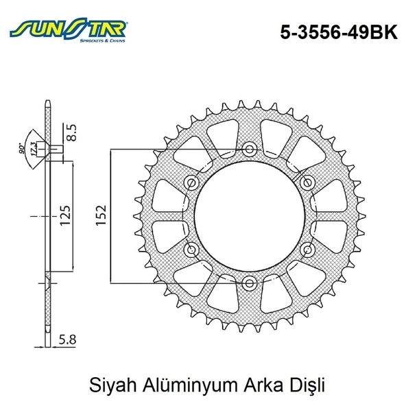 ARKA DİŞLİ SİYAH ALÜMİNYUM BETA RR 2T ENDURO RACING 300cc 2013-2021 - Resim 2