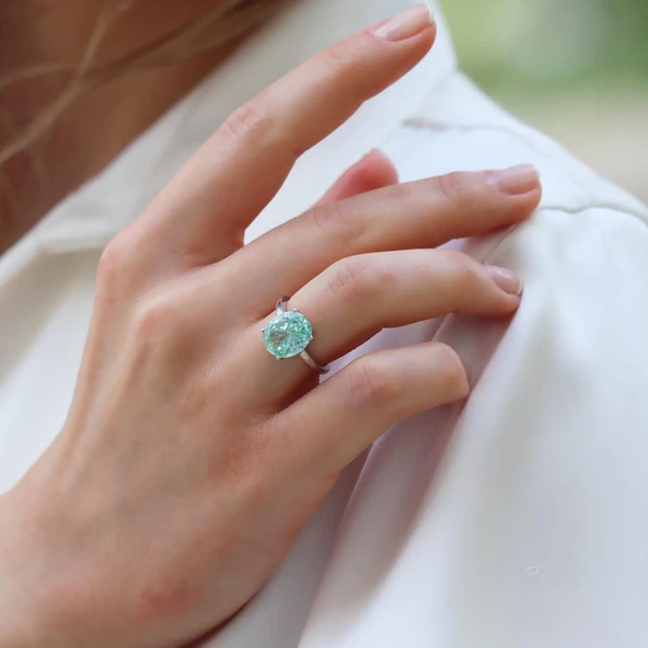 Sky Red Collection Turmalin Creatif Gümüş Yüzük - Resim 2