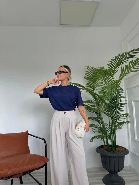 Kadın Basic Tshirt Lacivert - 3