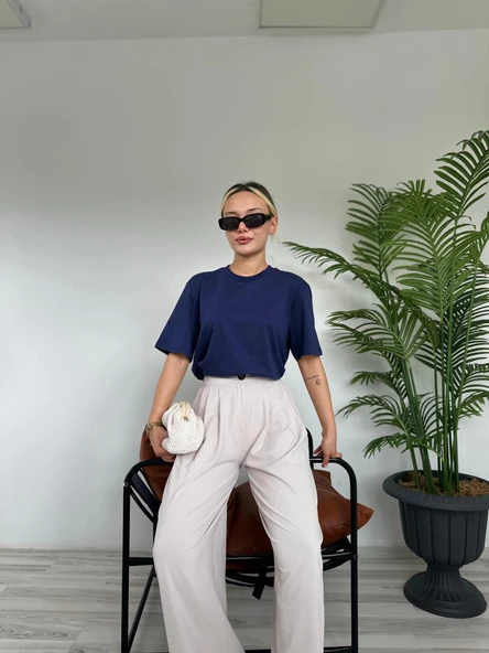 Kadın Basic Tshirt Lacivert