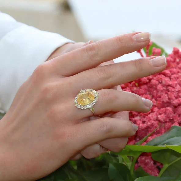 Sky Red Collection Sitrin Creatif Gümüş Yüzük - Resim 4