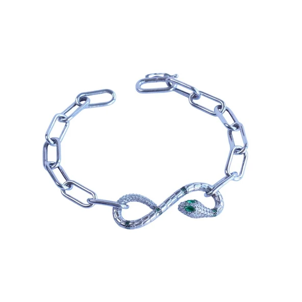 Yılan Sonsuzluk Modeli Zirkon Taşlı Set - Resim 6