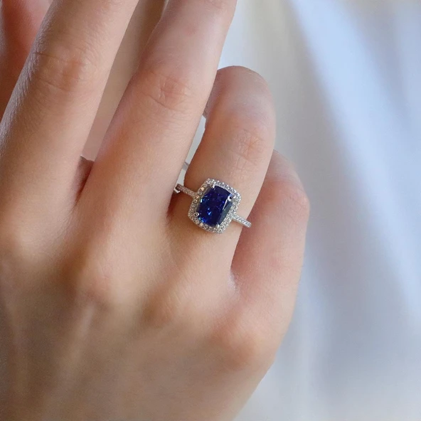 Tanzanit Icecut Taşlı Gümüş Set - Resim 4