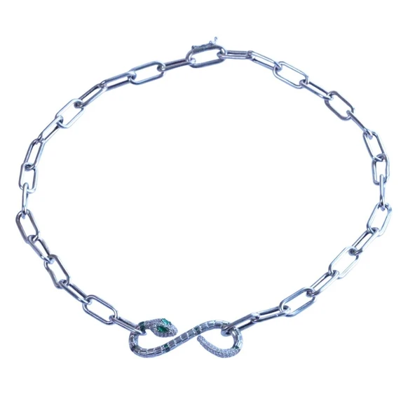 Yılan Sonsuzluk Modeli Zirkon Taşlı Set - Resim 7