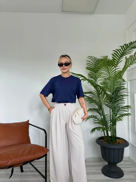 Kadın Basic Tshirt Lacivert - 2