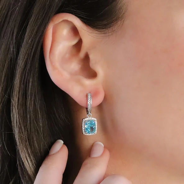 Mavi Icecut Taşlı Gümüş Set - Resim 3