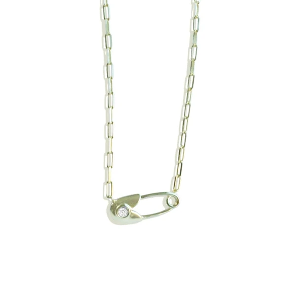 Çengelli İğne Trend Gold Gümüş Kolye - Resim 5