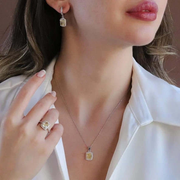 Sitrin Icecut Taşlı Gümüş Set ürün görseli