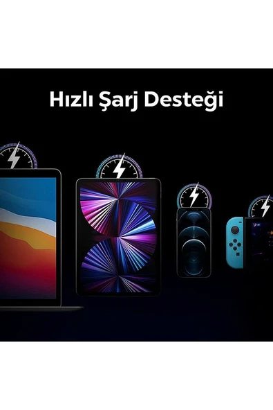 45W GaN USB-C Adaptör + USB-C Örgü Şarj Kablo - Super Hızlı Şarj Type-C PE2015 White - ACH02589 - 7