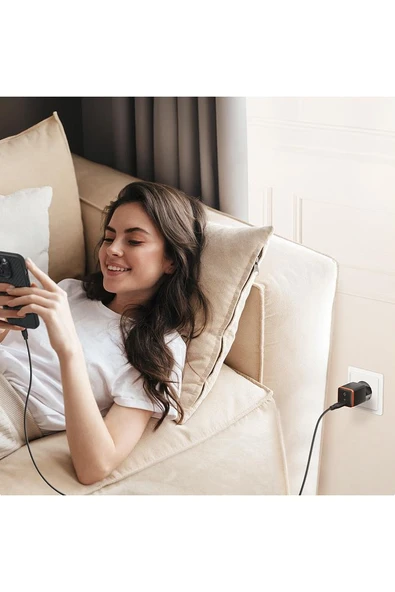 30W USB-C Mini Hızlı Şarj Aleti Samsung PPS GaN Destekli Akım Korumalı Güç Adaptörü Type-C Black - Resim 10