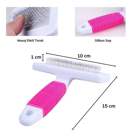 Kedi Köpek Telli Küçük Boy Tüy Bakım Seti Evcil Hayvan Tarama Fırçası - 6