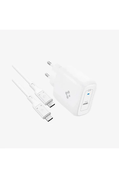 45W GaN USB-C Adaptör + USB-C Örgü Şarj Kablo - Super Hızlı Şarj Type-C PE2015 White - ACH02589 - 2