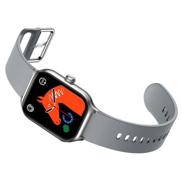 Fit7 Akıllı Saat Alüminyum Kasa Spor Silikon Kordon Gümüş - 2