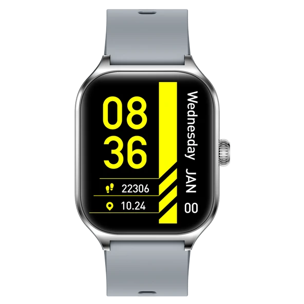 Fit7 Akıllı Saat Alüminyum Kasa Spor Silikon Kordon Gümüş - 3