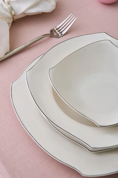 Square Bone Eterno 53 Parça 12 Kişilik Yemek Takımı Platin - 2