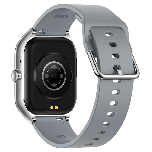 Fit7 Akıllı Saat Alüminyum Kasa Spor Silikon Kordon Gümüş - 5