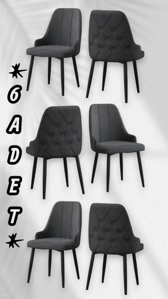 DELUXE SANDALYE ANTRASİT ( 6 ADET ) - 1