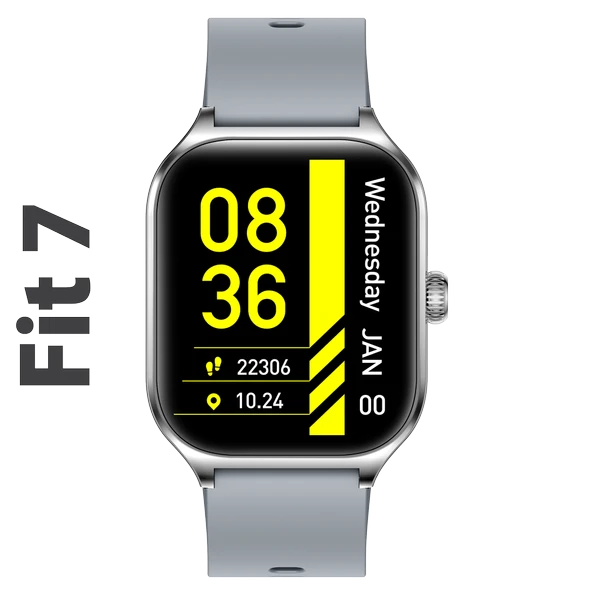 Fit7 Akıllı Saat Alüminyum Kasa Spor Silikon Kordon Gümüş