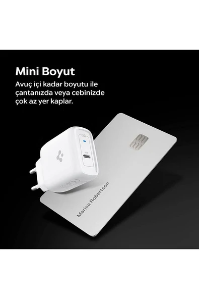 45W GaN USB-C Adaptör + USB-C Örgü Şarj Kablo - Super Hızlı Şarj Type-C PE2015 White - ACH02589 - 5