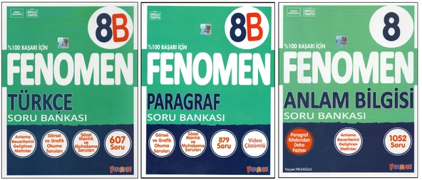 FENOMEN 8. SINIF 8B TÜRKÇE+PARAGRAF+ANLAM B. (3 KİTAP) ürün görseli