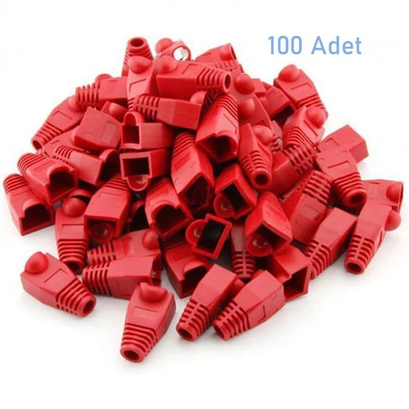 Rj45 Konnektör için koruyucu plastik kılıf rj 45 cover kırmızı 100 adet - 4