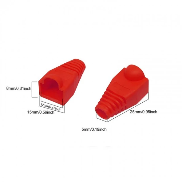 Rj45 Konnektör için koruyucu plastik kılıf rj 45 cover kırmızı 100 adet - 3