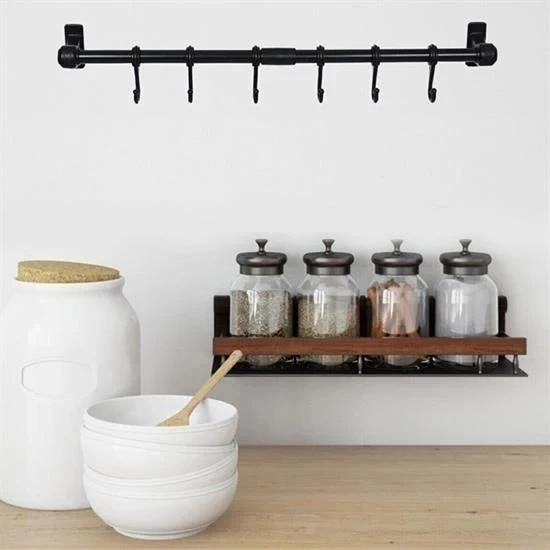 Duvara Monte Edilen 6 Kancalı Dekor Kaşıklık ve Kupa Askısı - Resim 4