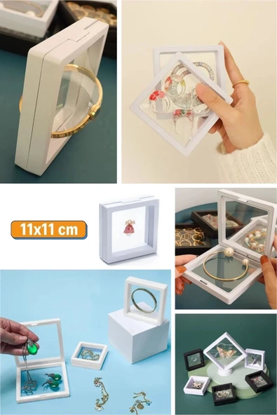 11x11cm Standlı 3D Takı Ziynet Hatıra Koleksiyon Saklama Kutusu Şeffaf Film Çerçevesi - Resim 6