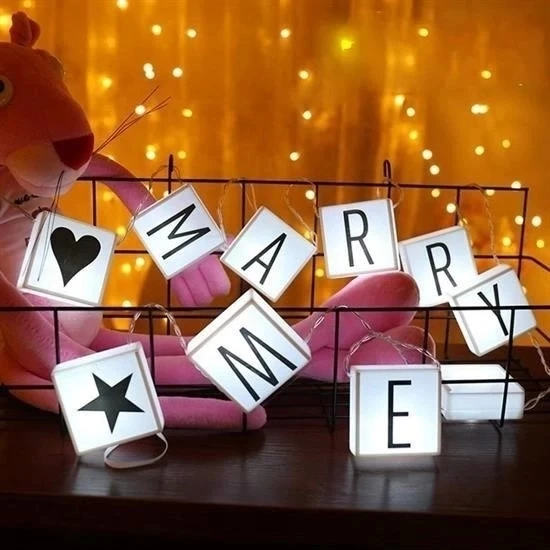 10lu Lightbox Işıklı Harf Mesaj Panosu Dekoratif  Harf Işık Zinciri - Resim 2