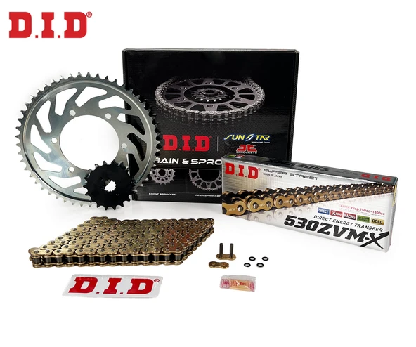 ZİNCİR DİŞLİ SETİ SUZUKI HAYABUSA GSX-R 1300cc ZİNCİR: DID-530ZVM-X Gold-114 ÖN-ARKA DİŞLİ: JT 18T-43T 2008-2017 - Resim 2