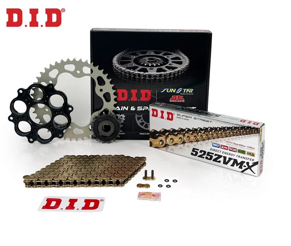 ZİNCİR DİŞLİ SETİ DUCATI MONSTER R S 1200cc ZİNCİR: DID-525ZVM-X Gold-108 ÖN-ARKA DİŞLİ: JT 15T-41T 2014-2020 ürün görseli