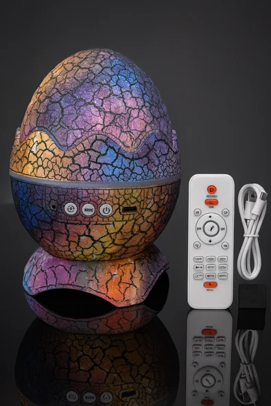QASUL Yaratıcı Dinozor Yumurtası LED Yıldız Galaxy Projektör Gece Lambası Yıldız Işığı Hoparlör - 6