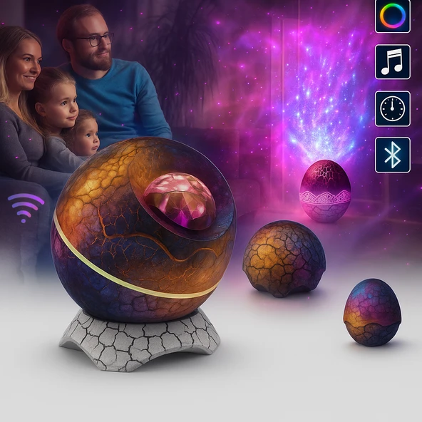 QASUL Yaratıcı Dinozor Yumurtası LED Yıldız Galaxy Projektör Gece Lambası Yıldız Işığı Hoparlör - 2