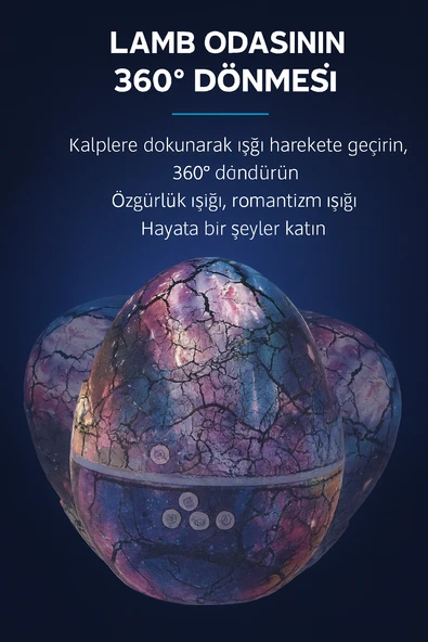 QASUL Yaratıcı Dinozor Yumurtası LED Yıldız Galaxy Projektör Gece Lambası Yıldız Işığı Hoparlör - 5
