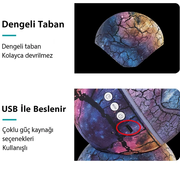 QASUL Yaratıcı Dinozor Yumurtası LED Yıldız Galaxy Projektör Gece Lambası Yıldız Işığı Hoparlör - 4