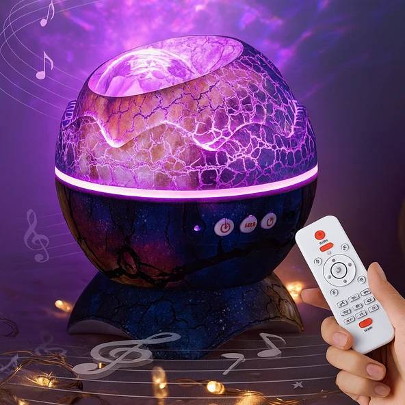 QASUL Yaratıcı Dinozor Yumurtası LED Yıldız Galaxy Projektör Gece Lambası Yıldız Işığı Hoparlör - 3