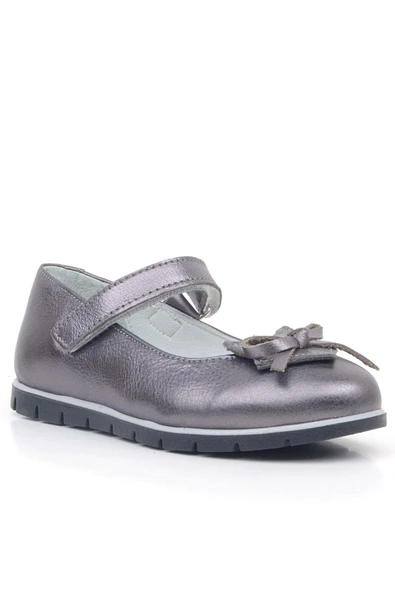 Rakerplus Hakiki Deri Platin Kurdele Detaylı Kız Çocuk Babet ürün görseli