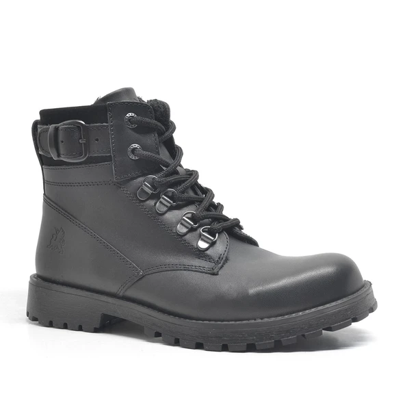 Rakerplus Hakiki Deri Siyah Fermuarlı Bağcıklı Kürklü Bot ürün görseli