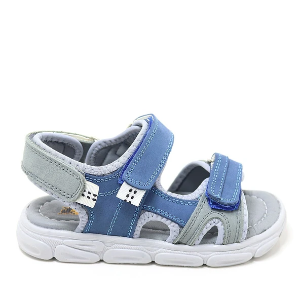 Rakerplus Wisps Hakiki Deri Gri Mavi Çocuk Sandalet - 2