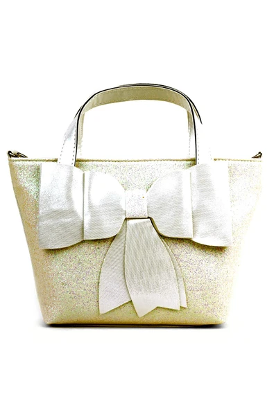 Kurdeleli Simli Gold Kız Çocuk Abiye Çanta - 2