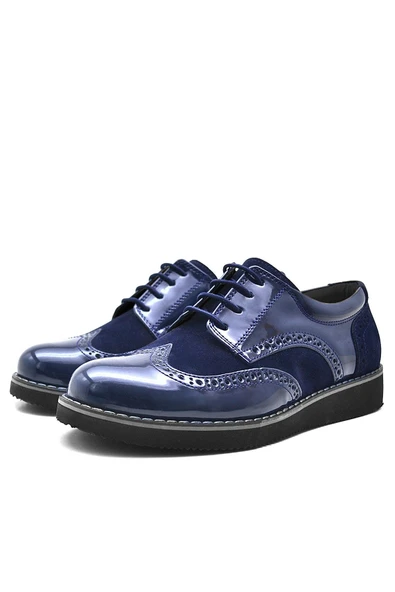 Rakerplus Hidra Lacivert Rugan Bağcıklı Erkek Çocuk Klasik Ayakkabı - Resim 3