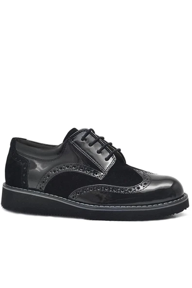 Rakerplus Hidra Siyah Rugan Bağcıklı Klasik Erkek Çocuk Okul Ayakkabı