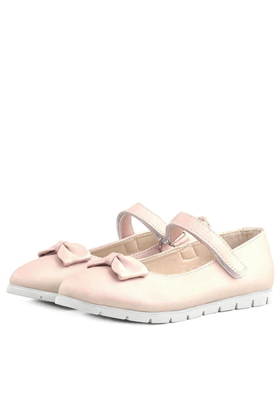 Rakerplus Pudra Pembe Fiyonklu Cırtlı Kız Çocuk Babet Ayakkabı - Resim 3