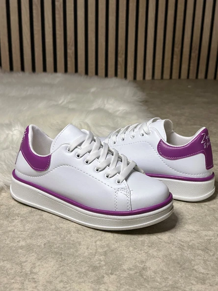 Günlük Kadın Sneaker Spor Ayakkabı Bağcıklı Rahat Hafif Kalın Tabanlı 525G - 5