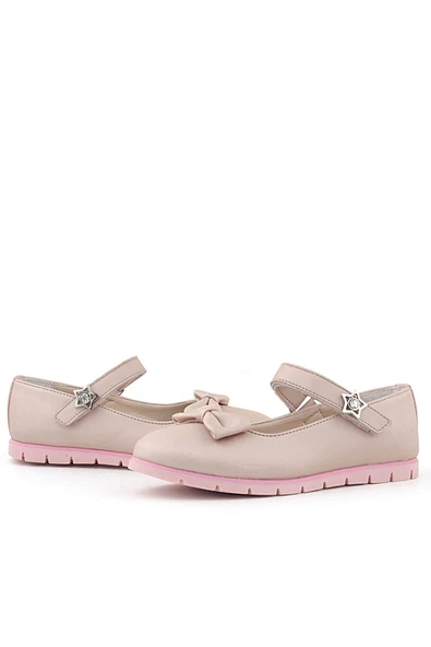 Rakerplus Pudra Fiyonklu Cırtlı Yıldızlı Kız Çocuk Babet - Resim 8