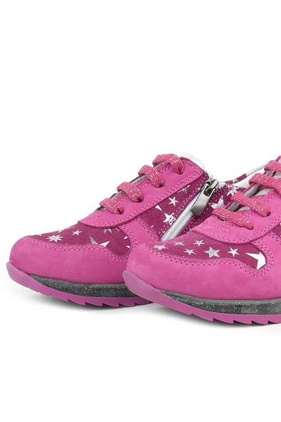 Rakerplus Hakiki Deri Fuşya Simli Tabanlı Kız Çocuk Spor Ayakkabı - Resim 7