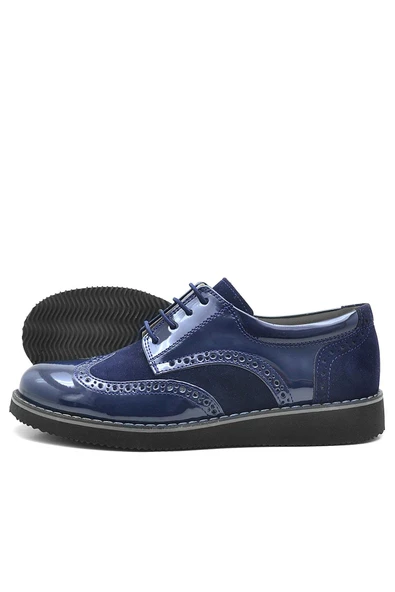 Rakerplus Hidra Lacivert Rugan Bağcıklı Erkek Çocuk Klasik Ayakkabı - Resim 4