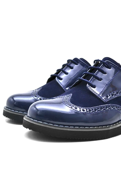 Rakerplus Hidra Lacivert Rugan Bağcıklı Erkek Çocuk Klasik Ayakkabı - Resim 6