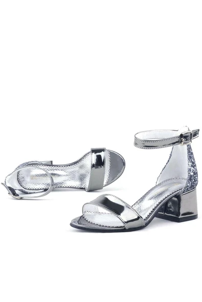 Elsa Platin Aynalı Kalın Topuklu Kız Çocuk Abiye Ayakkabı - Resim 7